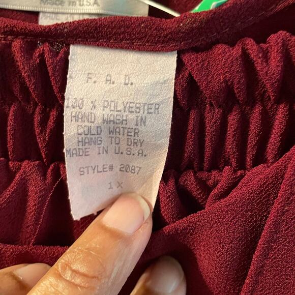 FAS Burgundy 3-Piece Georgette Evening Set –Plus Size 1X - Picture 5 of 6